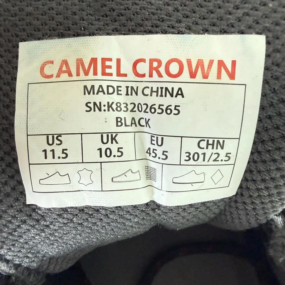 Camel Crown K832026565 Men's Black Lace Up Low Top Hiking Shoes Size US 11.5